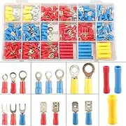 300pcs 18 Types Crimp Connectors, Ring Spade Fork Butt Wire Connectors Kit, 6.3mm Male and Female Spade Connector kit, Quick Disconnect Crimp Terminals Electrical Connectors, Electrical Terminals