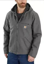 Carhartt 104392-GVL Gravel Relaxed Fit Washed Duck Sherpa-Lined Jacket