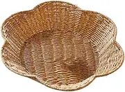 Fruit Tray Oval Party Fruit Basket Round Woven Food Basket Decorated Bushel Baskets Woven Fruits Basket Colorful Decorative Container Wicker Imitation Rattan Light Brown re-usable