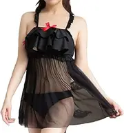 [JINZIJINYU] Sexy Bodysuits Lace Teddy Corset Sexy Cat Costume Girl Mesh Ruffle Flip Cover Black Cat Hollow Underwear Plush Tail