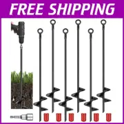 6 Pcs Anti-Rust Spiral Ground Anchors with Drill Bit for Trampolines & Tents