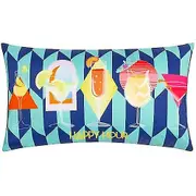 Furn Happy Hour Abstract Outdoor Cushion Cover Blue 50cm x 30cm