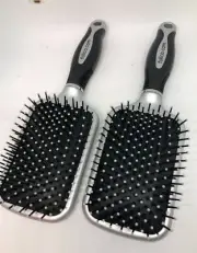 2x Folica Detangling Paddle Hair Brush - Silver & Black - New - Sealed Package