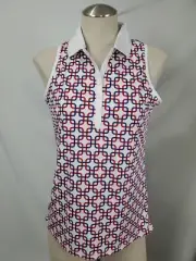 Tommy Hilfiger Golf Womens Top Size Medium White Sleeveless Button Front Collar