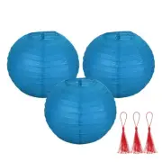 3 Pcs Sapphire Blue Round Paper Lanterns 10 Inch Paper Lantern Party Decorations