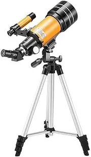 Refractor Telescope Astronomical Telescope with Tripod Beginners 70mm Aperture 300mm Refractor Telescope with 3 EyepiecesPrism Lens Professional Telescope(Yellow)