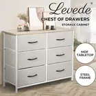 Levede Chest of Drawers Storage Cabinet Tower Dresser Tallboy 6 Drawer Beige