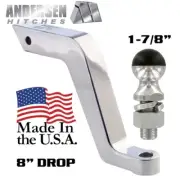 Andersen 8"Alumistinger Hitch Receiver Ball Mount Drop w/ 1-7/8" Hard Tow Ball