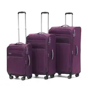 Tosca Vega 4-Wheel Spinner Suitcase Set of 3 - Plum (Carry-on, Medium, Large)