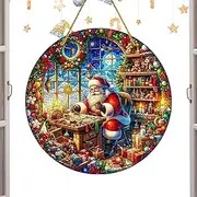 Christmas Sun Catchers | Stained Acrylic Window Decor - Window Ornament Sun Catcher, Stained Acrylic Wall Window Hangable Ornament for Christmas