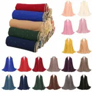 Women Rhinestones Chiffon Hijab Long Scarf Muslim Scarves Head Wrap Shawl 180x75