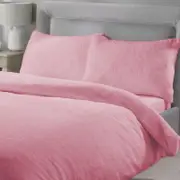 Luxor King Blush Teddy Fleece Soft Warm Quilt Doona Duvet Cover Set