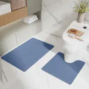 GGP Blue Bathroom Floor Mat Set U Shaped Toilet Mat 50*50Cm & Rectangular 60X90Cm Mat For Bathroom