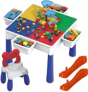 Kids Multi Activity Table, Storage Bin & Chair Set Combo, 581 Pcs Building Block