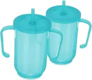 MUCKLILY 2Pcs Sippy Cups for Elderly with Straw Portable Drinking Cups for Bedridden Patients Design Easy to Carry and Use for Daily Hydration Needs