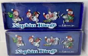 Roman Inc. Acrylic Skating Snowmen Napkin Rings (8) NEW Snowman Christmas Scarce