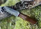 Personalized Damascus Steel Bushcraft Knife Handmade Fixed Blade Knife Gift for