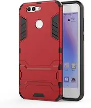 LYX Shockproof PC + TPU Case for Huawei Nova 2 Plus, with Holder(Black)+Classic (Color : Red)