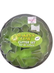 Vtg 2002 Makin's Clay Cutter Set 7 Pc Assorted Shapes Small Sizes In Round Tin