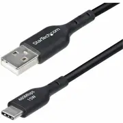StarTech.com 2m (6.6ft) USB-A to USB-C Charging Cable, Charge & Sync, 3A, USB 2.0, TPE Jacket - Black USB Charging Cord - USB-A to USB-C Charging and