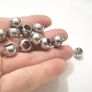 20pc Big 12mm Loose Beads Hole 6.5mm Stainless Steel Jewelry Making Supplies DIY
