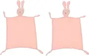 VICASKY 2pcs Pure Cotton Soothing Towel Stuffed Bunny Plush Blankets Stuffed Toy Rei Plush Rabbit Security Blanket Bunny Toy Plush Throw Blanket Playset Newborn Toys Pink