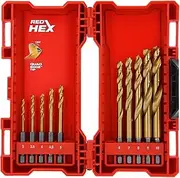 [Milwaukee] 48894759 Hss-G 10PC Titanium Red Hex Drill Bits