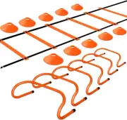 Agility Ladder and Disc Cones Training Set Adjustable Rungs Training Ladder with