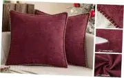 Pack of 2 Christmas Pillow Covers 18x18 18" x 18" (Pack of 2) Burgundy Red