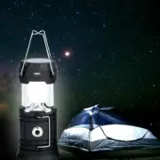 Solar Powered Light Lamp Portable Collapsible LED Flashlight Camping Lantern