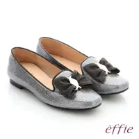 在飛比找momo購物網優惠-【effie】個性美型 真皮蝴蝶結飾釦奈米平底鞋(灰色)