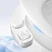 PENDEJATO Bidet Attachment for Toilet - Non-Electric Ultra-Slim Push-Button Bidet with Self-Cleaning Dual Nozzle (Frontal & Rear Wash) - Bidet Toilet Seat Attachment (White)