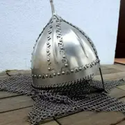 Medieval Norman Helmet Viking Knight With Chainmail SCA Larp Replica Helmet