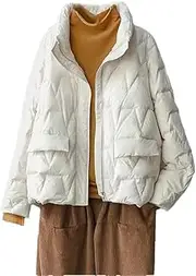 [Mkjuuior] Winter Ultra-Light Down Jacket Women's Stand Collar Feather White Duck Down Parka Coat