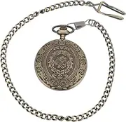 [Baluue] 1pc Vintage Pocket Watch with Chain Elegant Retro Design for Stylish Timekeeping present for Men and Women Unique Decorative Occasion