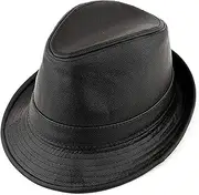 [CVMRBY] Winter Hats,Men Fedoras Hat Pu Leather Jazz Hat Big Brim Panama Gentleman Hat Vintage Hat