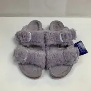 Birkenstock New w/ Box Arizona Big Buckle Teddy Purple Fog Shearling Narrow