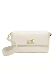 Cavalli Class CATANIA White Snakeskin Textured Medium Crossbody Bag