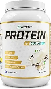 ONEST Collagen Infused Whey Protein Powder 960g – 30 Servings Easy-to-Digest Collagen Powder to Build & Maintain Muscle – 25 Grams Protein & 10 Grams Collagen for Protein Drink (960g, Vanilla)