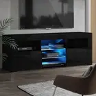 Artiss TV Cabinet Entertainment Unit Stand Table RGB LED Gloss 160cm Black Shelf