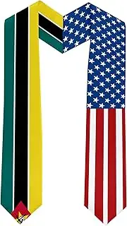 [Ruchikaj] 2025 Mozambique Flag and USA Flag Graduation Stole Graduation Sash for International Student (Baccalaureate Gown and Hat Not Included), Mozambique and Usa