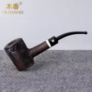 Handmade Poker Pipe Ebony Wooden Tobacco Pipe Carved 9mm Filter Smoking Pipe