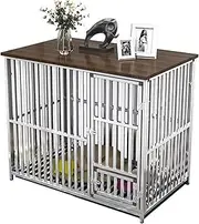 Stainless Steel Kennel Cage, Extra Strong Dog Cage, Furniture Style Dog Crate, Dog House Indoor for Living Room, for Small Medium Large Dogs use(Size:XXL(110X74X82cm))