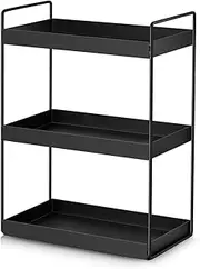 3-Tier Bathroom Countertop Organizer Vanity Tray Cosmetic & Makeup Storage Kitchen Spice Rack Standing Shelf, Black