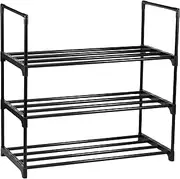 3/4 Tier Shoe Rack Metal Shoe Shelf Large Capacity Detachable Shoes Storage Organizer Easy Assembled Shoe Holder for Entryway Hallway Bedroom Closet Dorm Room #(black-60cm Long-3 Floors)