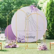 ACA 3PCS Oval Wedding Arch Backdrop Background Stand Flower Frame Gate Archway Decor Gold