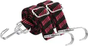 uxcell 2Pcs Adjustable Bungee Cords with Hooks, 39 Inch Flat Heavy Duty Elasticity Straps Rubber Bungee Cords with Buckle for Outdoor, Camping, Tarp, Bike Rack, Luggage, Black Red