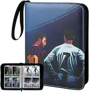 Gobesty Football Card Holder - 400 Pockets Binder With Zipper and Handle Strap for Trading Cards, Game Cards, and Albums