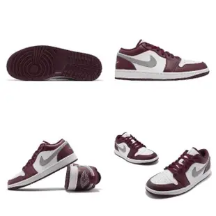 【NIKE 耐吉】Air Jordan 1 Low 男鞋 酒紅 灰 經典 AJ1 低筒 Bordeaux(553558-615)