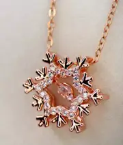 Fifth Ave Rose Gold Rhinestone Snow Flake Pendant Necklace